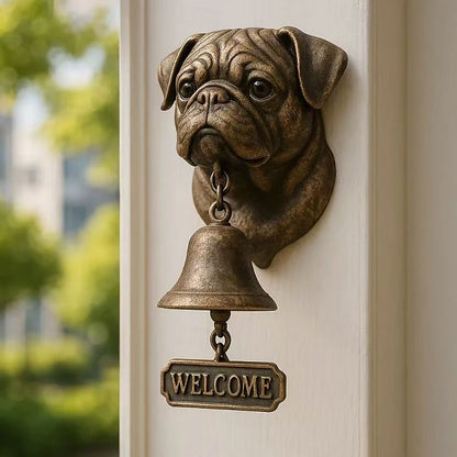 Vintage Dog Welcome Bell – Metal Wall-Mounted Merchant Chime for Home & Office Entrance