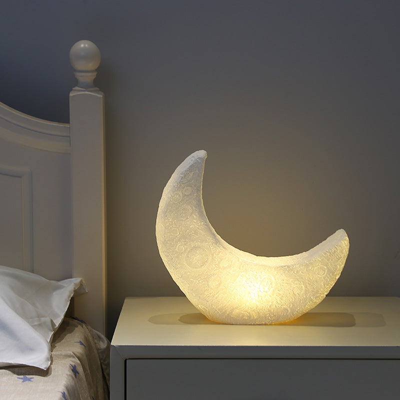 Enchanting Crescent Moon Night Light – Aesthetic Resin Table Lamp for Cozy Bedroom Decor