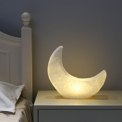Enchanting Crescent Moon Night Light – Aesthetic Resin Table Lamp for Cozy Bedroom Decor