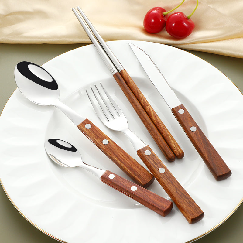 304 Stainless Steel Western Cutlery Set with Japanese Rosewood Handle