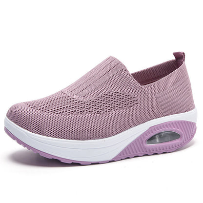 Women's Slip-On Flyknit Shoes - Thick Air Cushion Soft Sole Sneakers