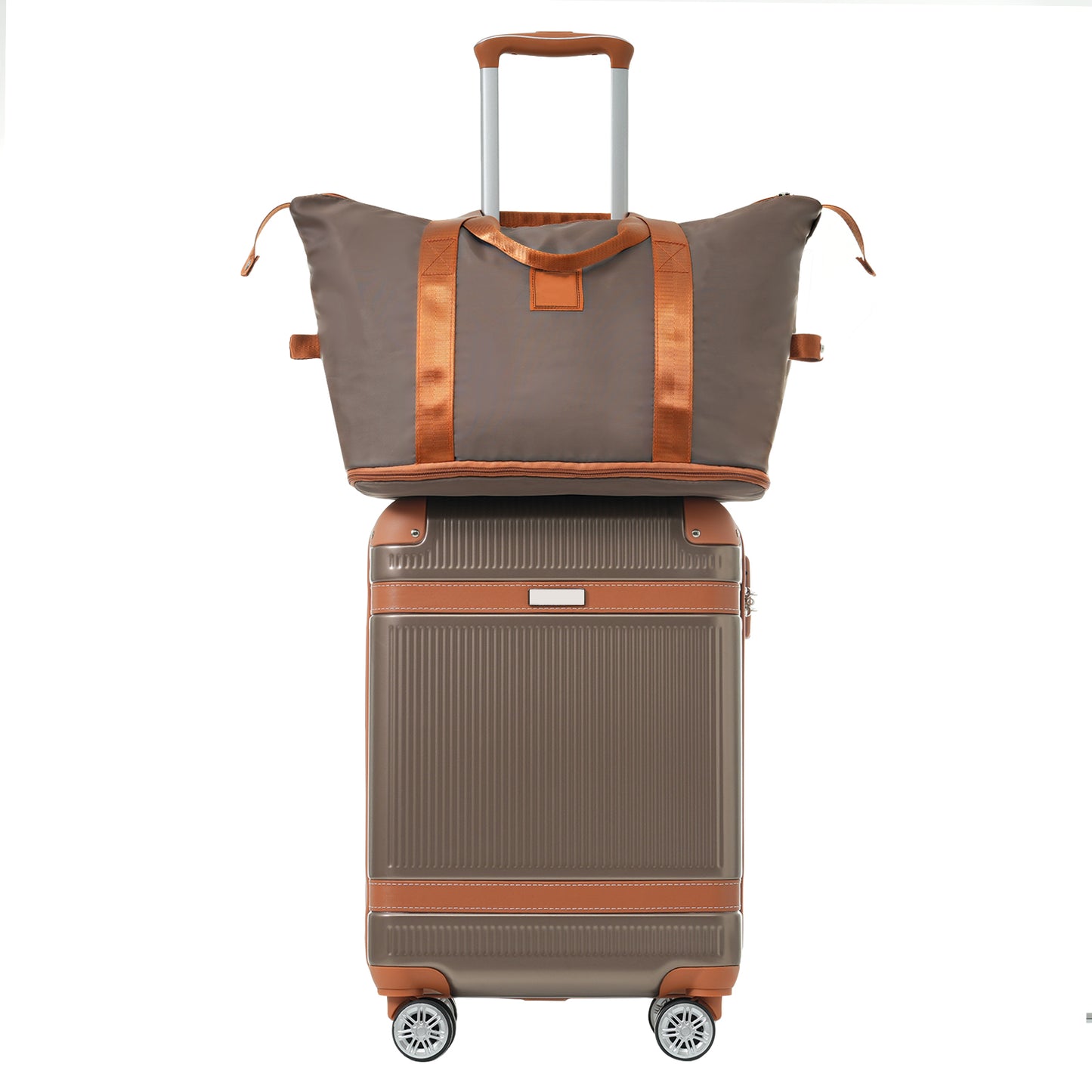 3-Piece Hardshell ABS Suitcase Set with Double Spinner Wheels & TSA Lock - Copper
