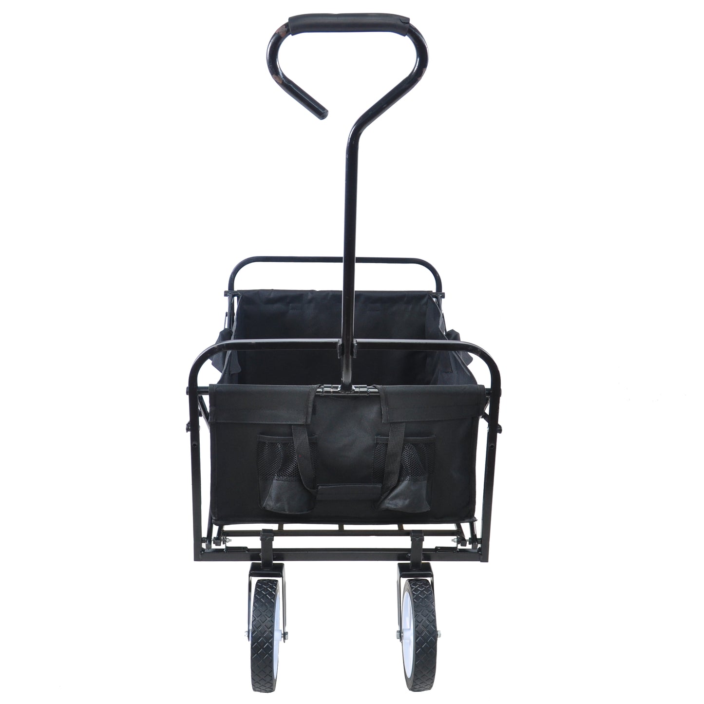 Folding Wagon Garden Shopping Beach Cart – Heavy Duty Black Utility Cart