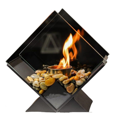 Modern Diamond-Shaped Tabletop Fireplace – Portable Bio-Ethanol Fire Pit for Indoor & Outdoor Decor