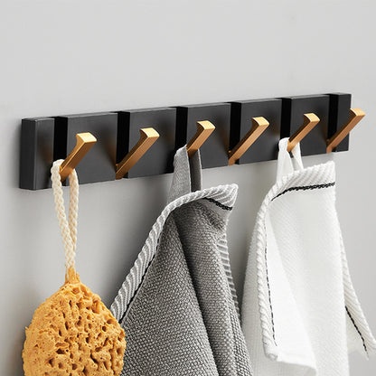 Modern Folding Wall Hooks Rack – Luxury Black & Gold Coat & Towel Hanger for Bathroom & Entryway
