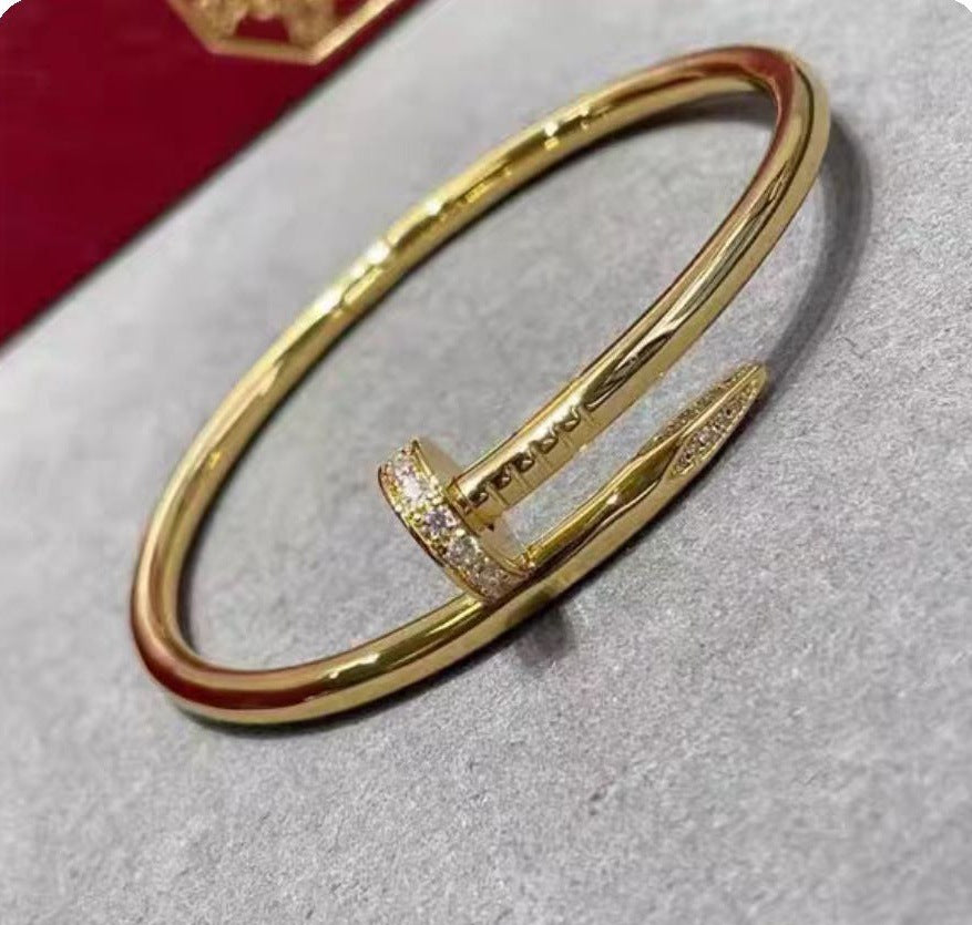 Unisex Fashion Nail Cuff Bracelet in Silver Tone