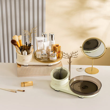 360° Rotating Cosmetic Organizer & Jewelry Display Stand – All-in-One Luxury Makeup Storage Box