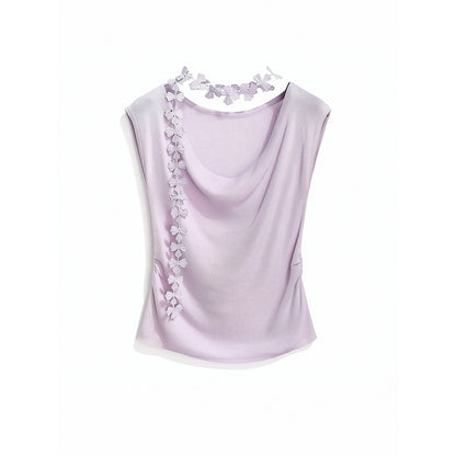Women's Decorative Flower Sleeveless Vest - Plus Size Slim Fit Knit Inner Wear