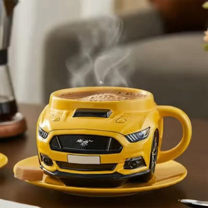 Handmade Mustang Car-Shaped Coffee Mug - Creative Stainless Steel Novelty Office Cup