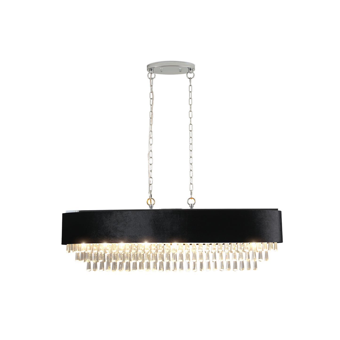 Luxury Modern Black Crystal Chandelier – Elegant Round Pendant Light for Dining & Living Room