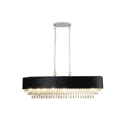 Luxury Modern Black Crystal Chandelier – Elegant Round Pendant Light for Dining & Living Room