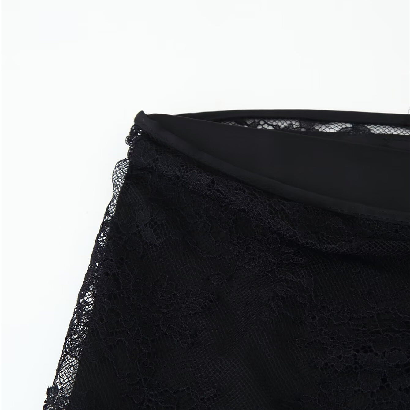 Elegant Silk-Textured Wrap Trousers - Chic Black Wide-Leg Pants