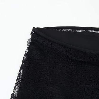 Elegant Silk-Textured Wrap Trousers - Chic Black Wide-Leg Pants