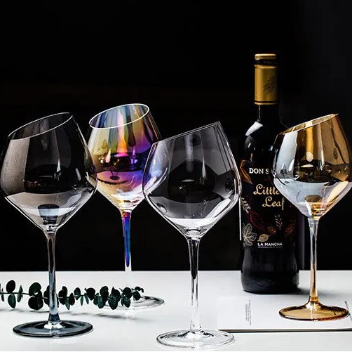 Creative Bevel Champagne/Wine Glass Cups with Iridescent Color-Changing Finish