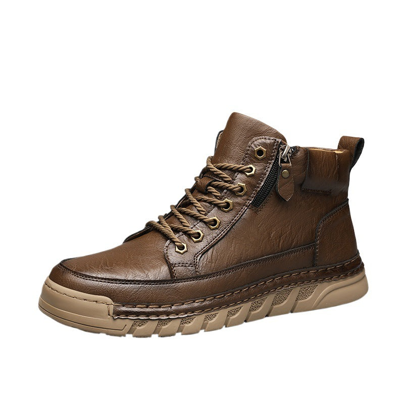 Premium Outdoor Martin Boots for Men – Trendy Thick Sole Mid-Cut Autumn & Winter Fashion Boots