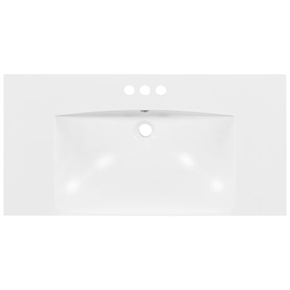 36-Inch Luxury Modern Resin Bathroom Sink – Sleek Minimalist Vanity Top with Overflow Hole (Sink Only)