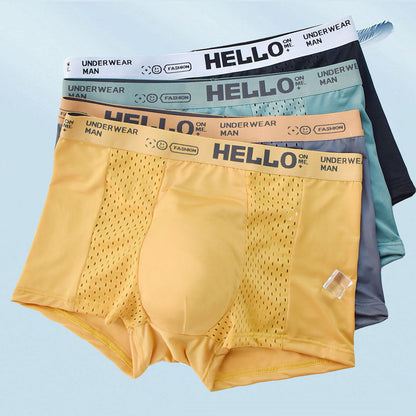 Men's Ice Silk Mesh Boxer Briefs Quick Dry Sports Underwear