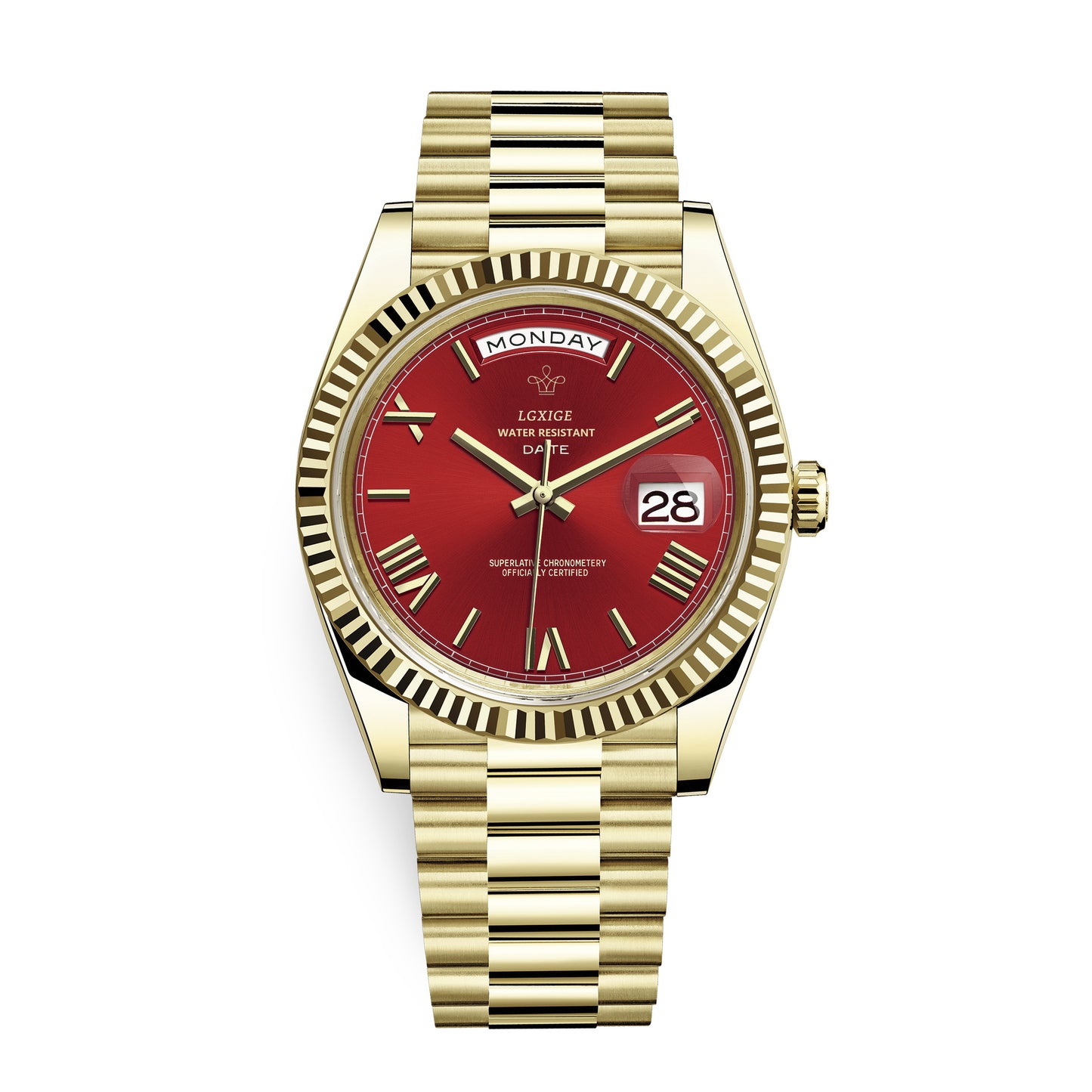 Luxury Gold-Tone Business Watch - Elegant Calendar Wristwatch for Men