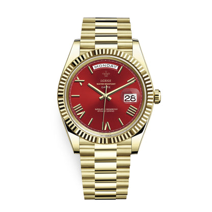 Luxury Gold-Tone Business Watch - Elegant Calendar Wristwatch for Men