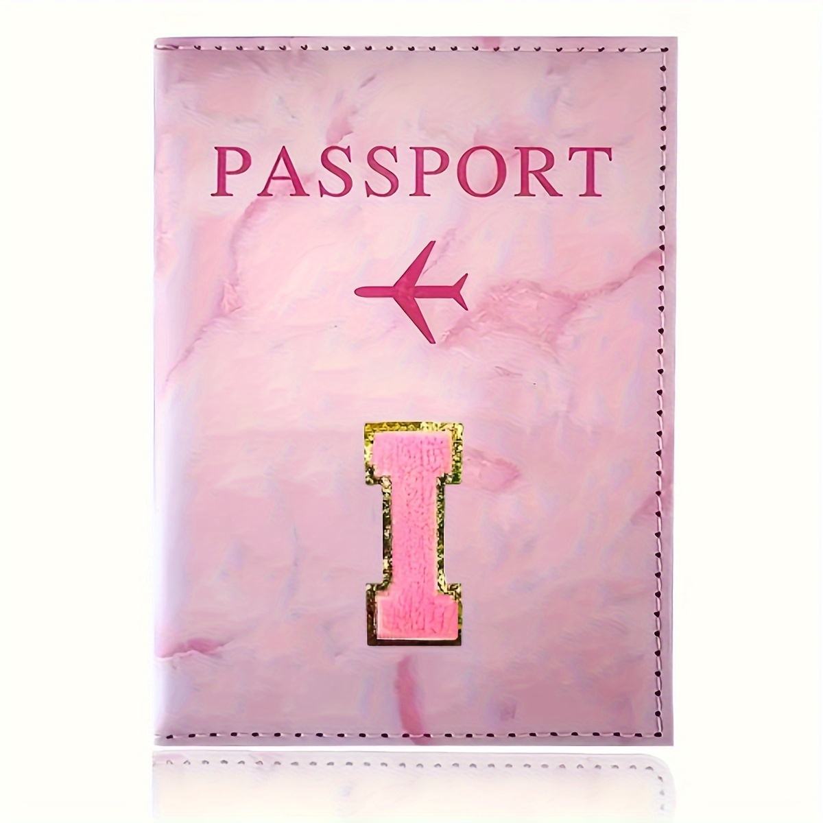 Monogrammed Pink Marble Effect Passport Clip