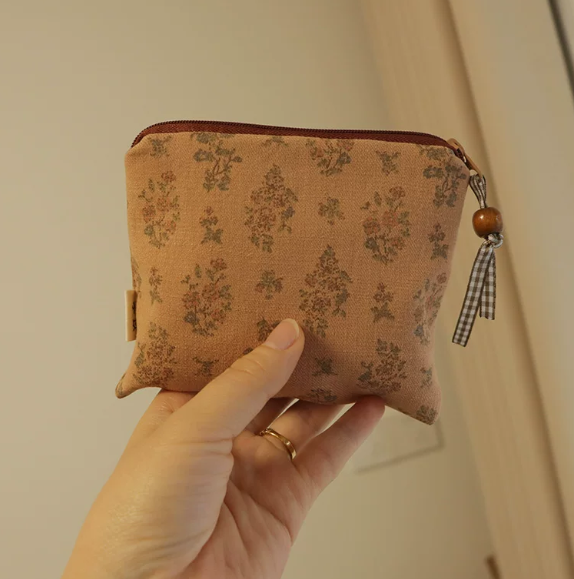 Minimalist Linen Cotton Mini Pouch and Zipper Wallet