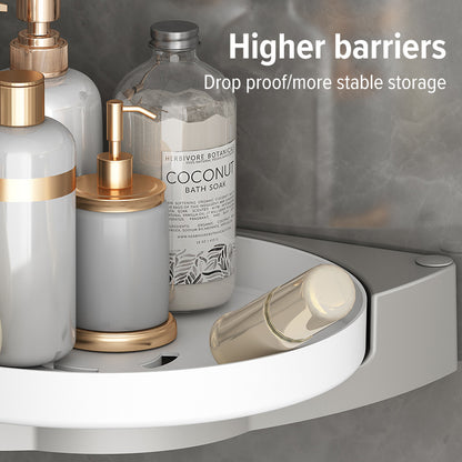 360° Rotating Triangle Bathroom Storage Rack – Wall-Mounted Corner Organizer with No-Drilling Suction
