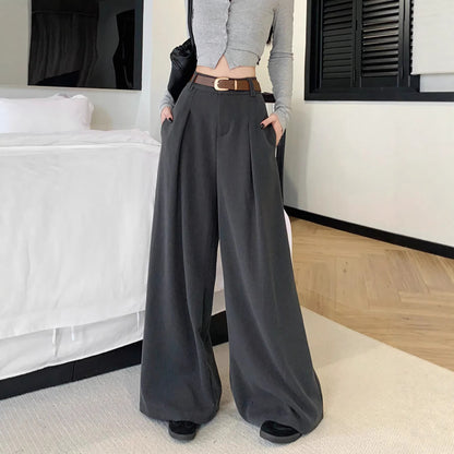 Elegant High Waisted Straight Leg Pants - Professional Office Wear