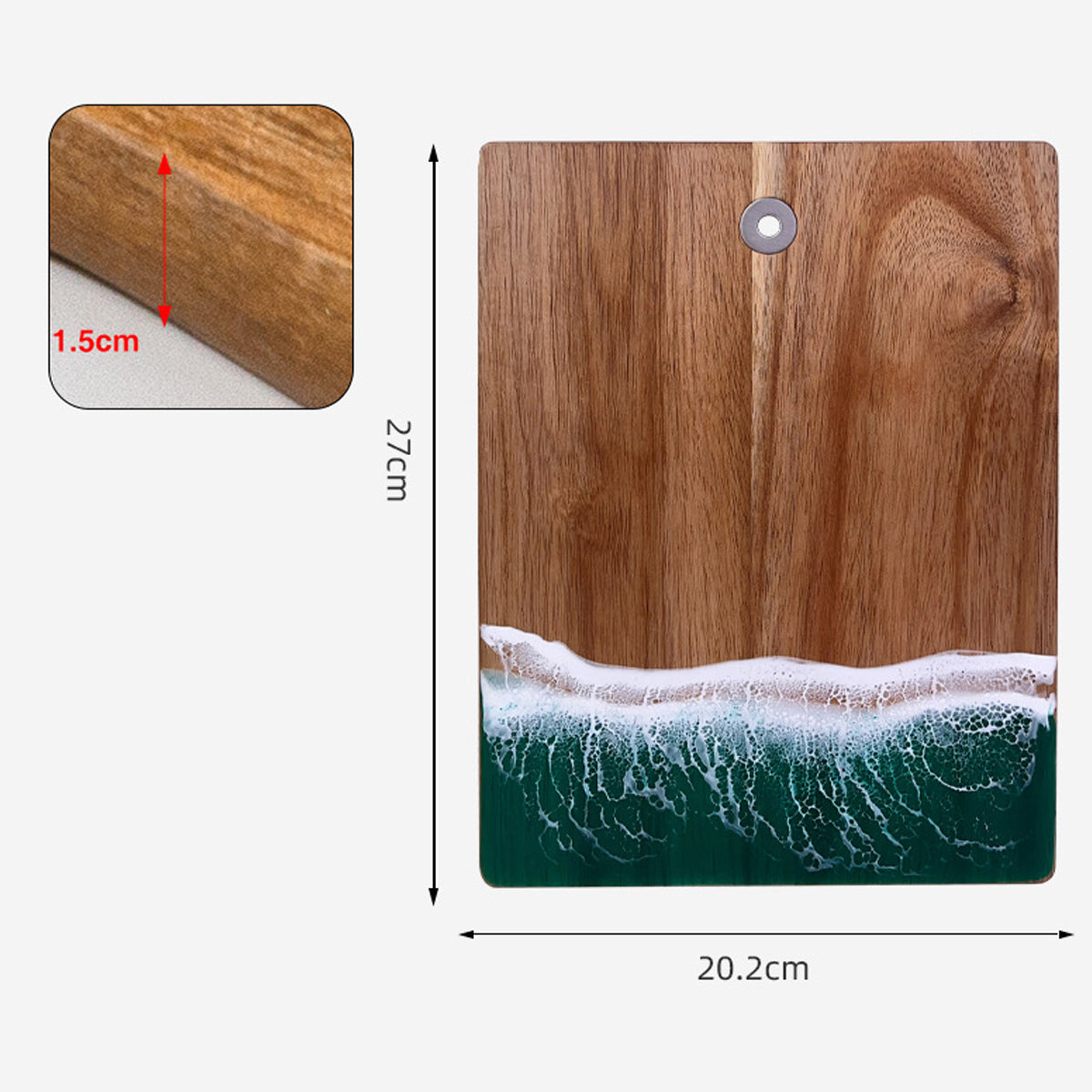 Luxury Resin Ocean Wave Wood Cutting Board - Handmade Acacia Wood Charcuterie Board