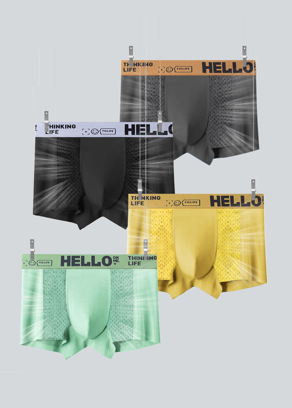 Men's Ice Silk Mesh Boxer Briefs Quick Dry Sports Underwear