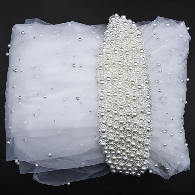 Royal Cathedral Length Wedding Veil with Pearl Beaded Headband / Extra Long Bridal Veil with Comb Hair Accessories