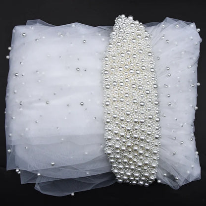 Royal Cathedral Length Wedding Veil with Pearl Beaded Headband / Extra Long Bridal Veil with Comb Hair Accessories
