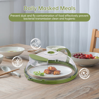 Anti-Splatter Microwave Food Cover with Steam Vent & Water Reservoir - 10 Inch Clear Heat-Resistant Plate Lid with Handle