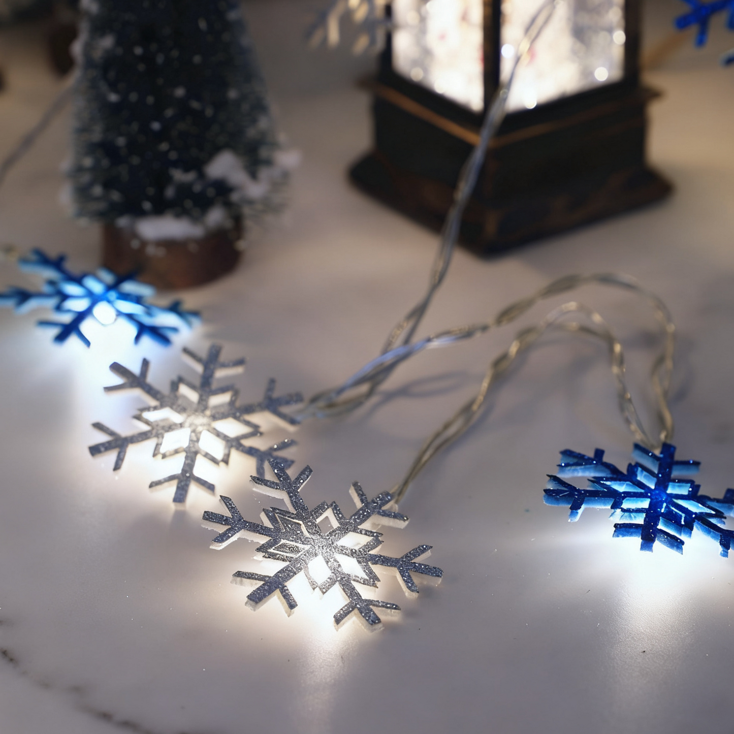 LED Snowflake String Lights - Decorative Christmas & Fairy Lights for Holiday Home Decor