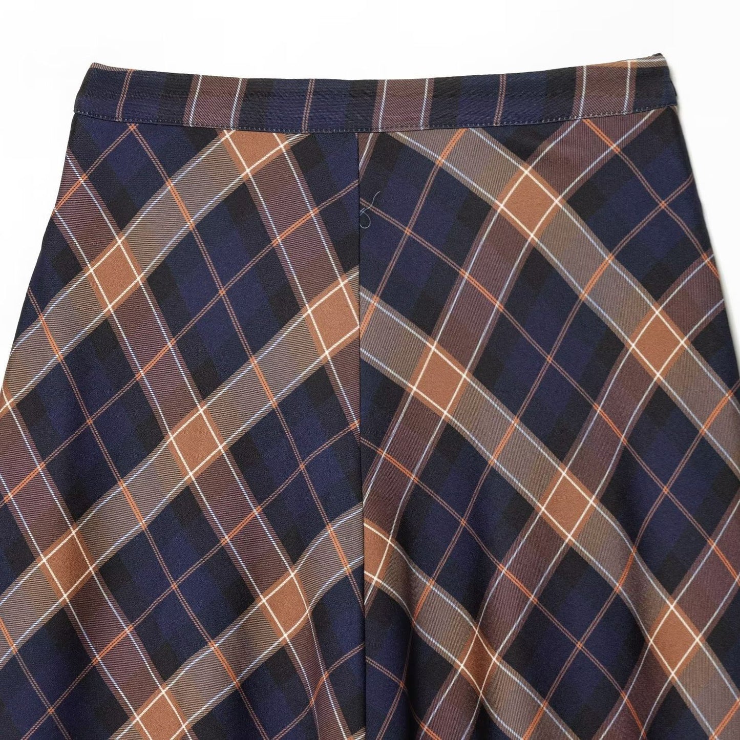 Classic Plaid Patterned A-Line Skirt - Elegant High-Waist Commuter Style Midi Skirt
