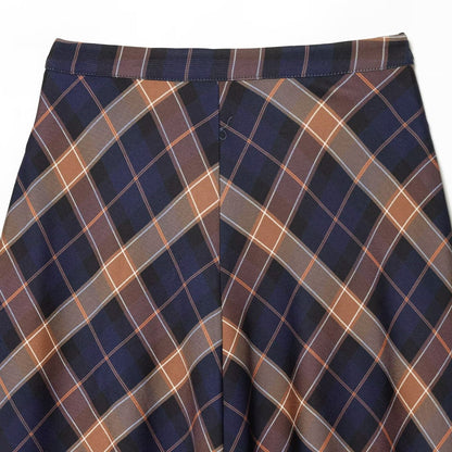 Classic Plaid Patterned A-Line Skirt - Elegant High-Waist Commuter Style Midi Skirt