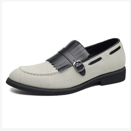Men's British Style Business Formal Shoes - Olive Green Free-Slipped Casual Loafers