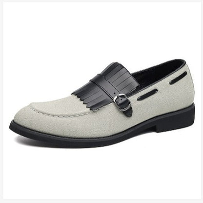 Men's British Style Business Formal Shoes - Olive Green Free-Slipped Casual Loafers