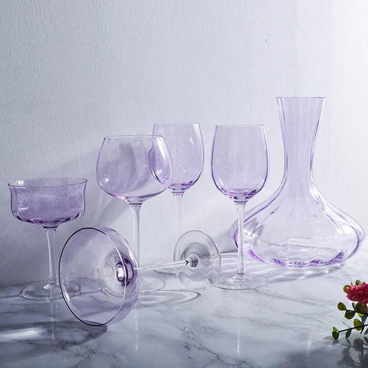 Luxury Lavender Crystal Wine Glass & Champagne Goblet Set | Nordic Style