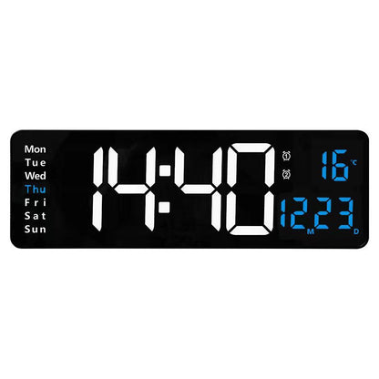 Modern RGB Digital Wall Mount Clock with Dual Alarms & Memory Function