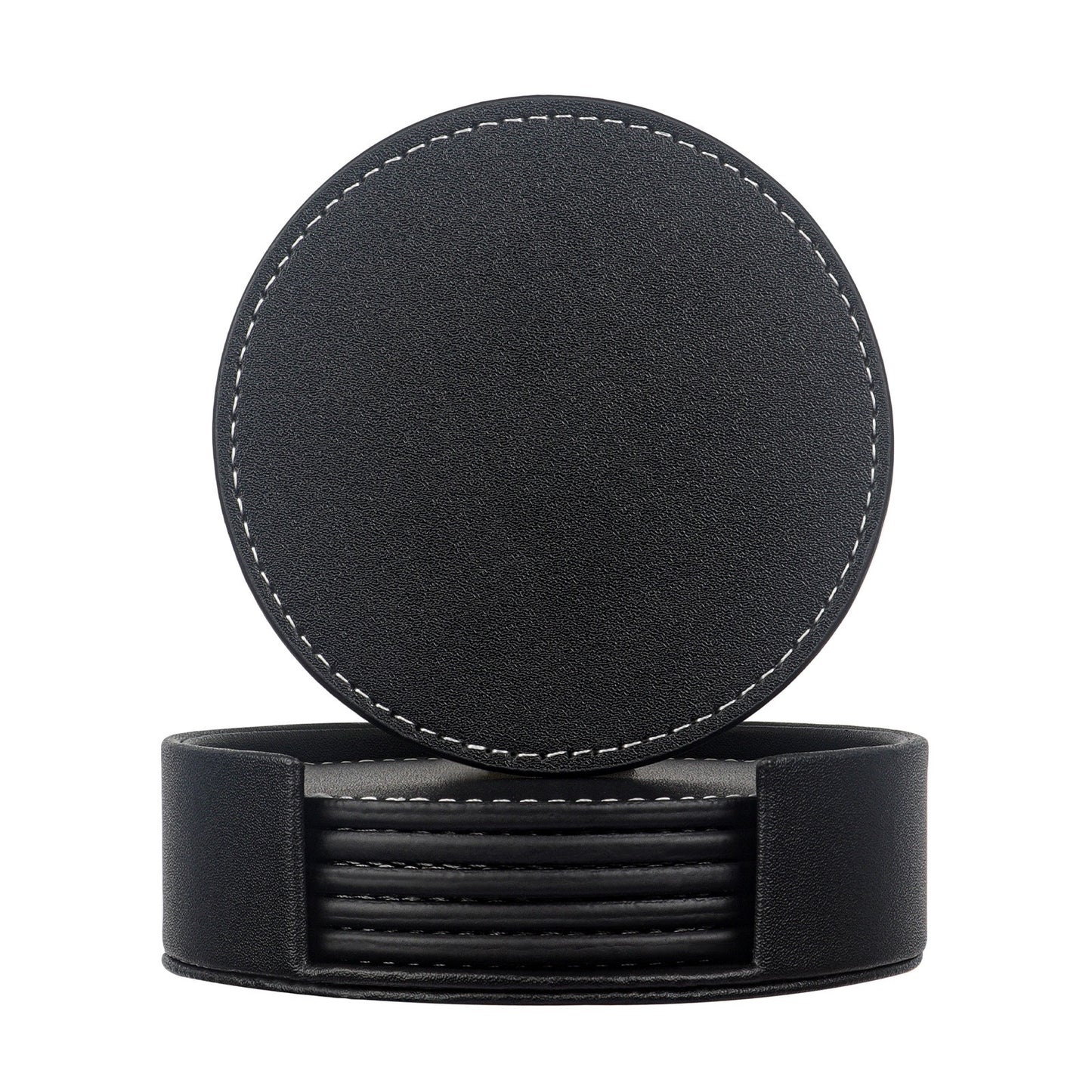 Elegant Round Marble Print Leather Coasters | Heat-Resistant Drink Mats for Home & Office
