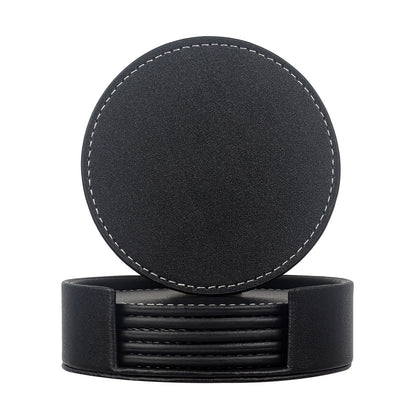 Elegant Round Marble Print Leather Coasters | Heat-Resistant Drink Mats for Home & Office