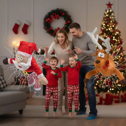 Festive Animated Santa Stuck in Window Decor - Fun Holiday Party Accessory