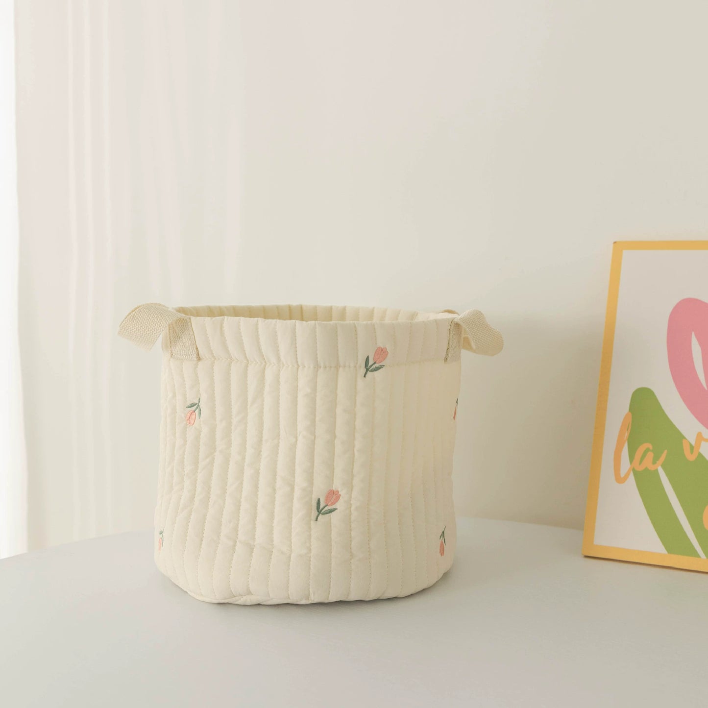 Cute Quilted Baby Storage Basket - Multi-Purpose Toy & Diaper Organizer Bag