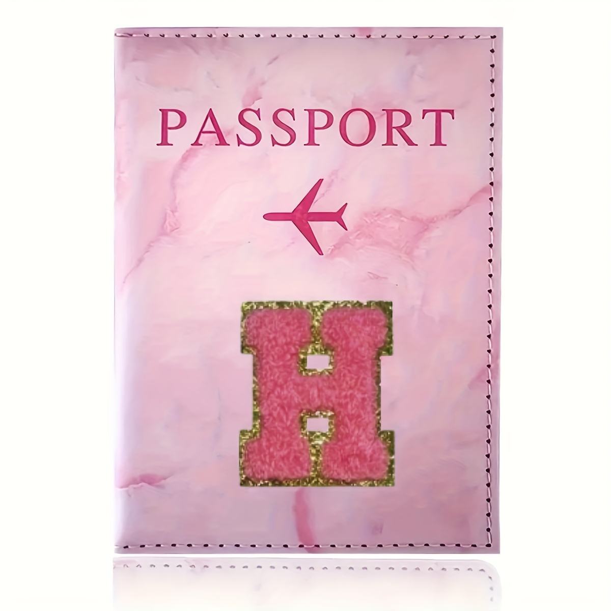 Monogrammed Pink Marble Effect Passport Clip