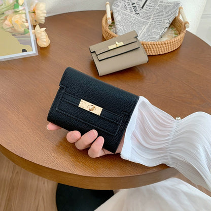 Women's Premium Small Wallet with Gold-Tone Buckle Closure - Instagram Style