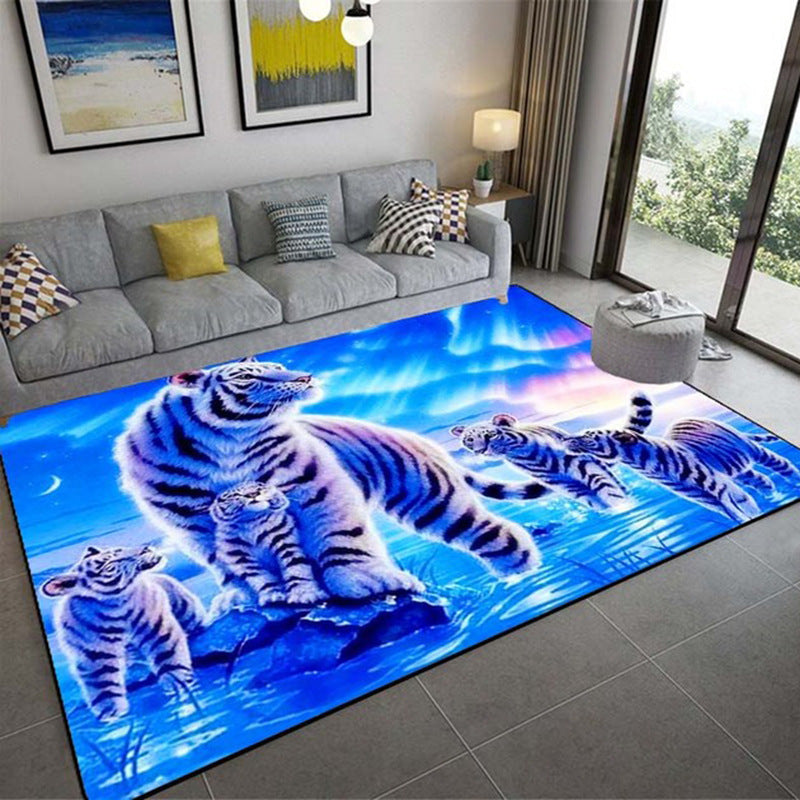 Luxury 3D Realistic Tiger Print Carpet – Large Three-Dimensional Animal Pattern Area Rug for Living Room