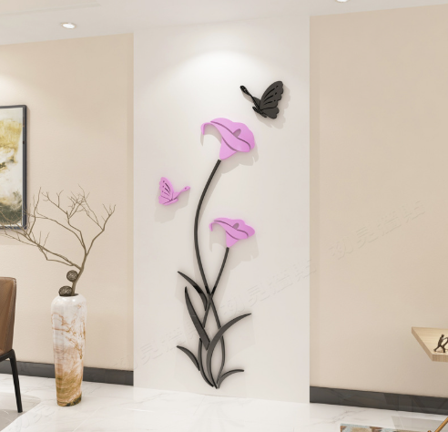 3D Crystal Acrylic Lily Wall Stickers – Creative Floral Wall Art for Living Room & Bedroom