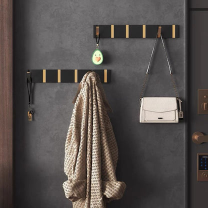 Modern Folding Wall Hooks Rack – Luxury Black & Gold Coat & Towel Hanger for Bathroom & Entryway