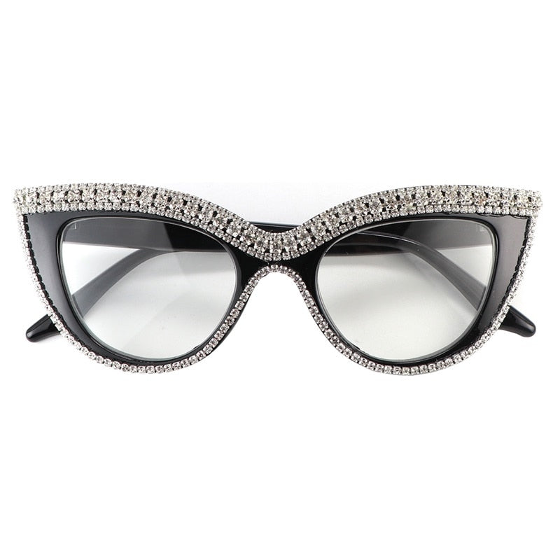 Luxury Cat Eye Anti-Blue Light Reading Glasses - Rhinestone Trim Presbyopic Eyewear for Women