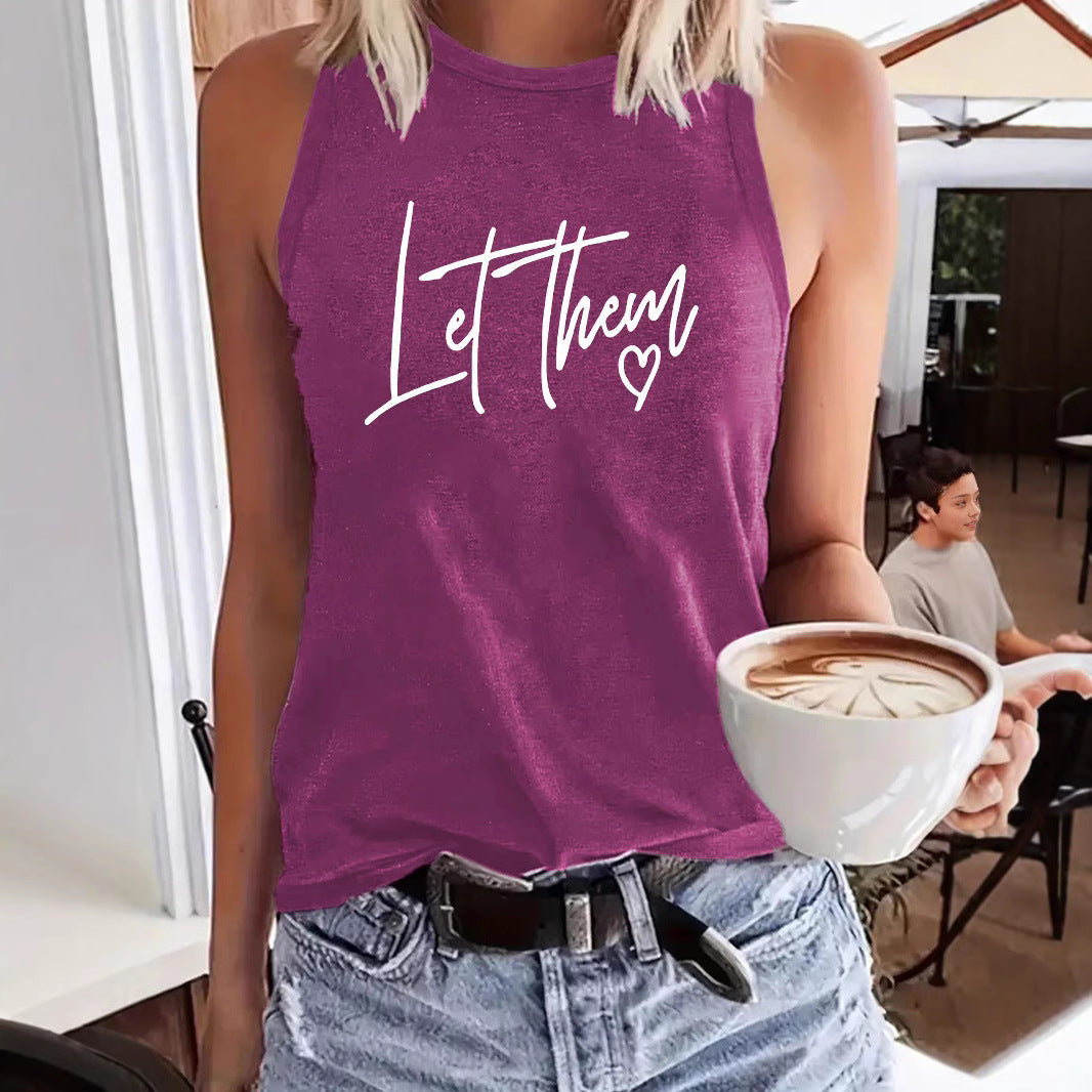 Let Them' Slogan Printed Vest | Loose Fit Graphic Tank Top for